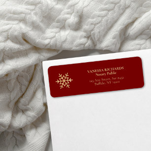 Minimal Red Snowflake Notary Public Return Label