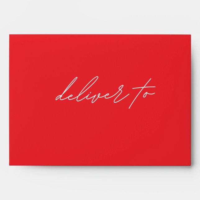 Minimal Red White Modern Custom Merry Christmas Envelope (Front)