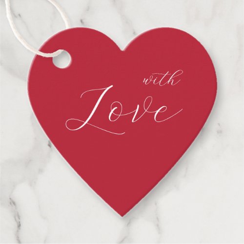 Minimal Red With Love Heart Favor Tags