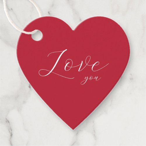 Minimal Red With Love You Heart Favor Tags