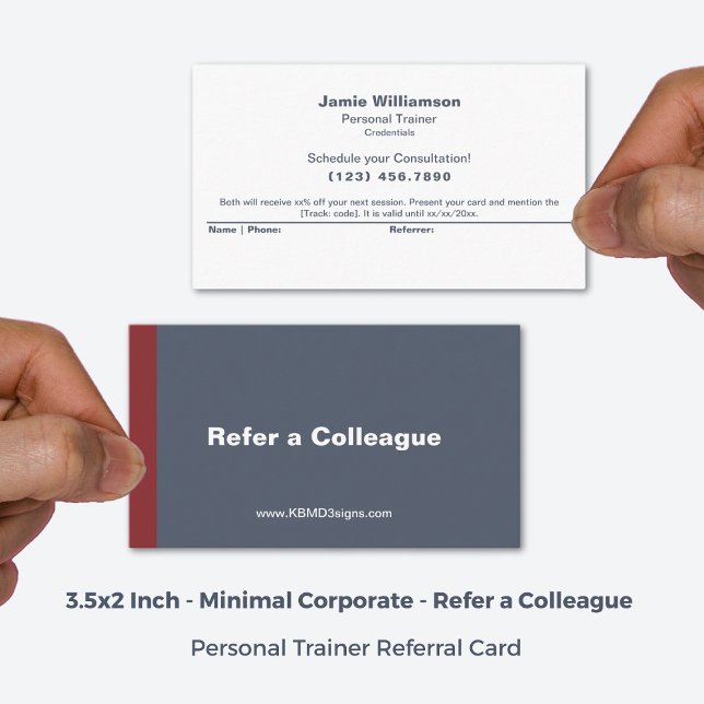 Minimal Refer a Colleague Grey White Red Referral Card (3.5x2 Inch, Minimal Refer a Colleague Grey White Red Referral Card)
