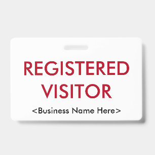 Minimal "REGISTERED VISITOR" Badge