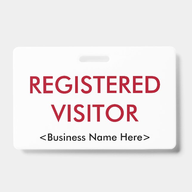 Minimal "REGISTERED VISITOR" Badge (Front)