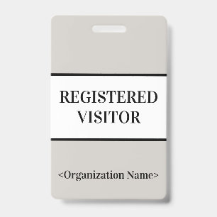 Minimal "REGISTERED VISITOR" Badge