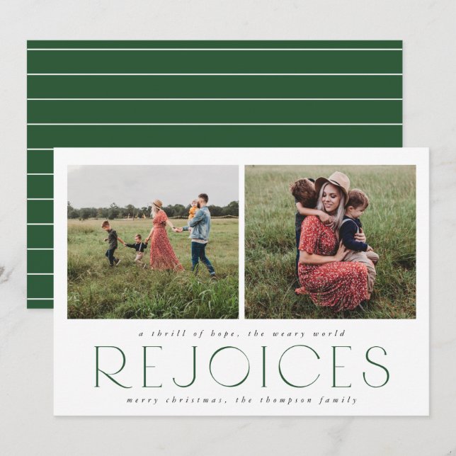 Minimal Religious Christmas Photo Card in Pine (Front/Back)