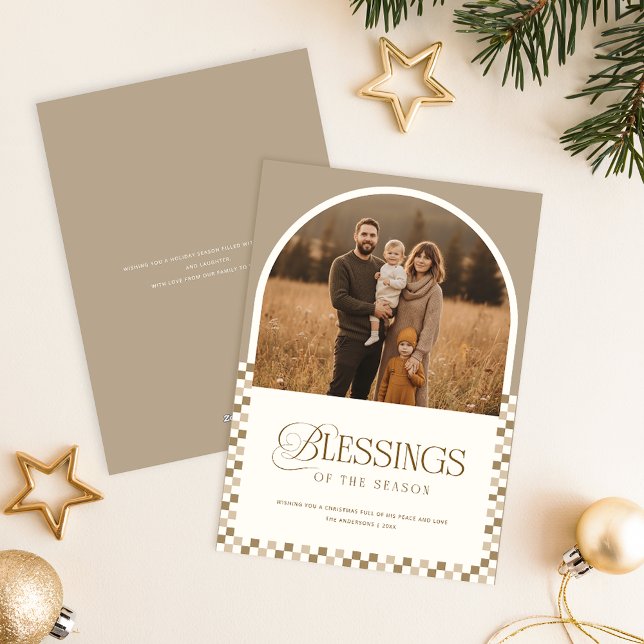 Minimal Religious Family Arch Photo Christmas Holiday Card (Creator Uploaded)