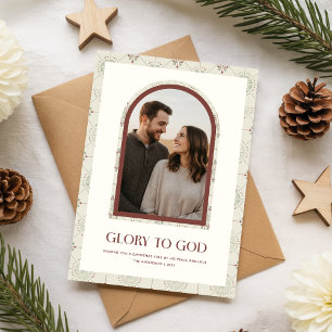 Minimal Religious Family Arch Photo Christmas Holiday Card