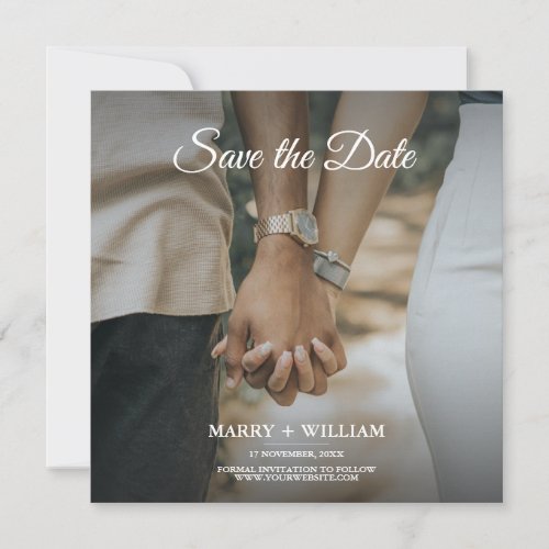 Minimal Replace Your Photo Flat Save The Date Card