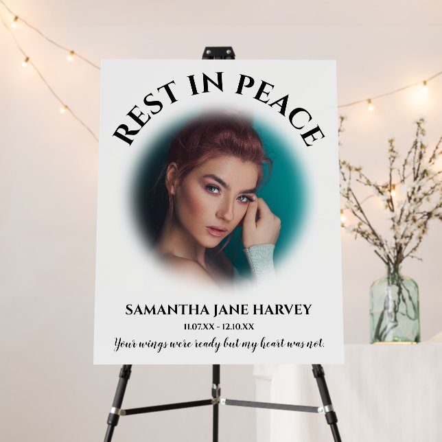 Minimal Rest In Peace | Photo Memorial Foam Board (In Situ (Stand))
