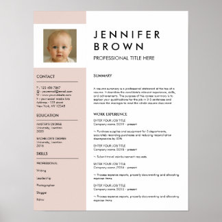 Minimal resume cv with photography digital poster