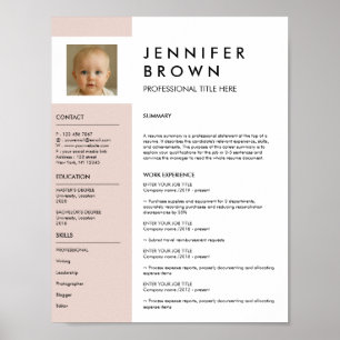 Minimal resume cv with photography digital poster