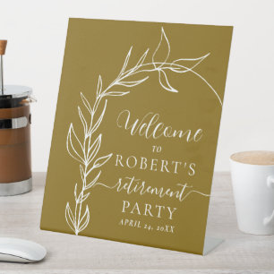 Minimal Retirement Party Welcome Pedestal Sign