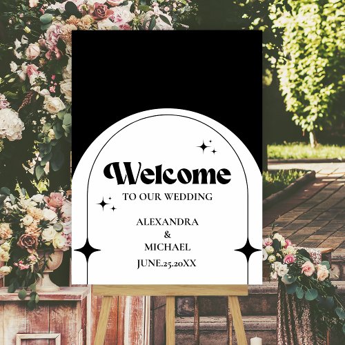 Minimal Retro Arch Black and White Wedding Foam Bo Foam Board