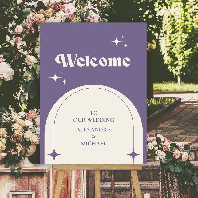 Minimal Retro Arch Purple Wedding Foam Board (Creator Uploaded)