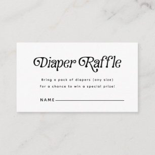Minimal Retro Baby Shower Diaper Raffle Enclosure Card
