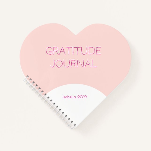 Minimal Retro Blush Pink Heart Gratitude Journal (Front)