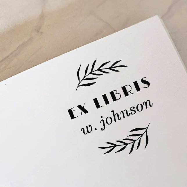 Minimal Retro Botanical Branch Ex Libris Bookplate Self-inking Stamp (Creator Uploaded)