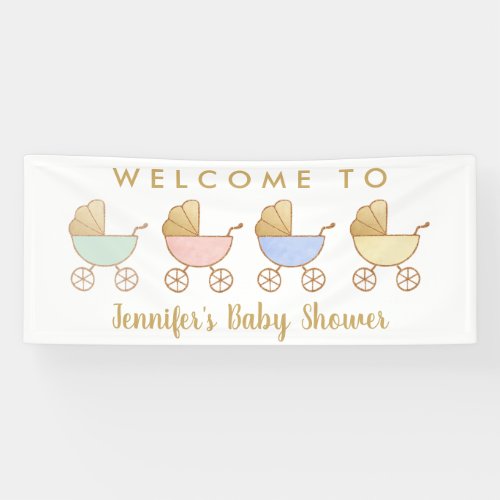 Minimal Retro Carriage Parade Baby Shower Welcome Banner