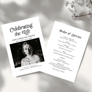 Minimal Retro Funeral Order of Service Program