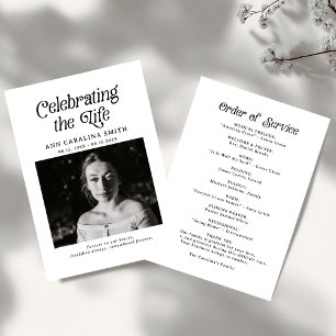 Minimal Retro Funeral Order of Service Program