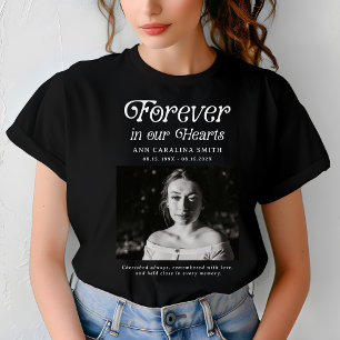 Minimal Retro Funeral Photo Forever In Our Hearts T-Shirt