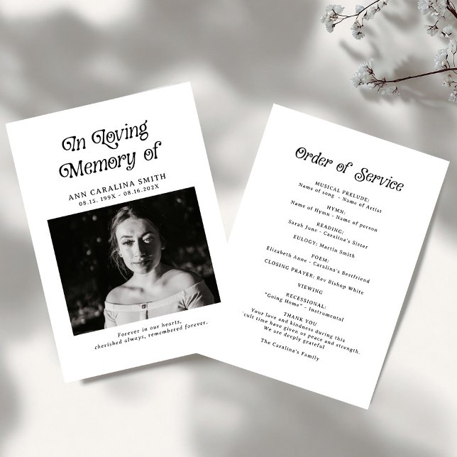 Minimal Retro Funeral Photo In Loving Memory Program (Creator Uploaded)