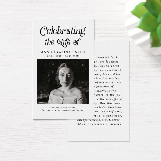 Minimal Retro Funeral Photo Memorial Prayer (Desk)