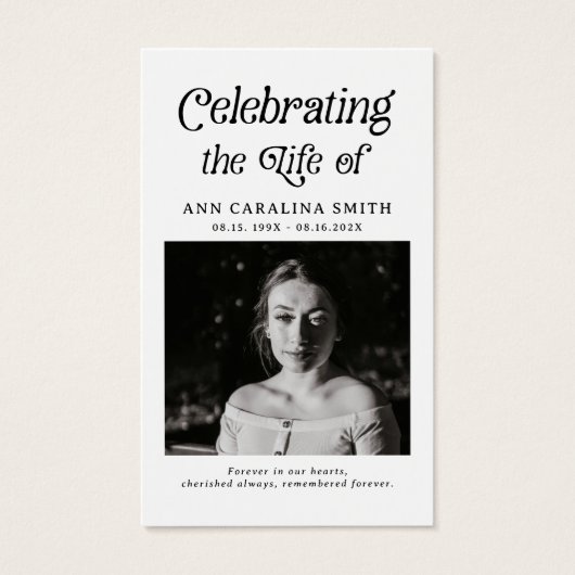 Minimal Retro Funeral Photo Memorial Prayer (Front)