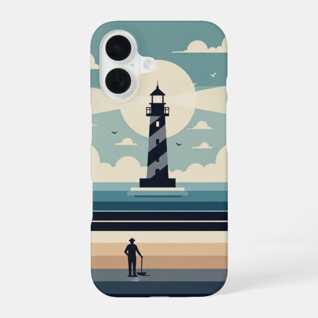 Minimal Retro Lighthouse iPhone Case (Back)