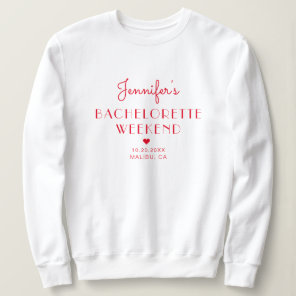 Minimal Retro Red & Pink Personalized Bachelorette Sweatshirt