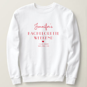 Minimal Retro Red & Pink Personalized Bachelorette Sweatshirt