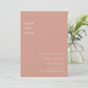 Minimal Retro Typewriter Font Wedding Dusty Rose Save The Date