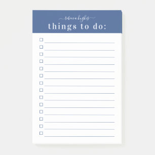 Minimal Retro Typography Blue Monogram Post-it Notes