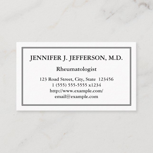 Minimal Rheumatologist Business Card (Front)