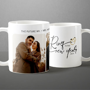 Minimal Ring in the New Year Engagement Christmas Coffee Mug