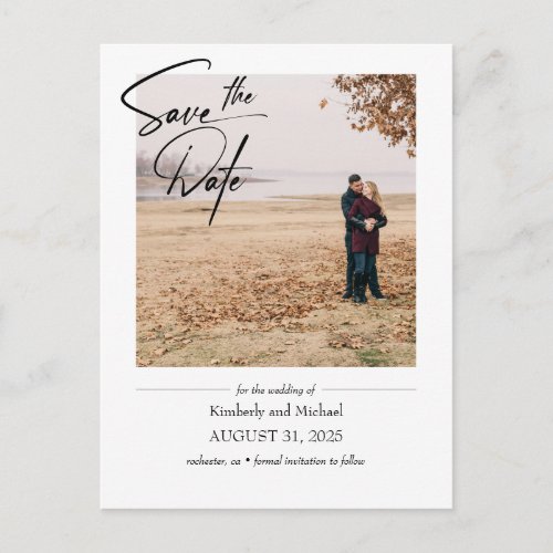 Minimal Romantic Elegant Save the Date Photo Announcement Postcard