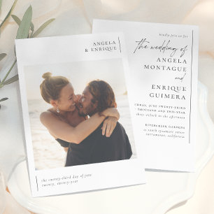 Minimal Romantic Elegant Typography Photo Wedding Invitation