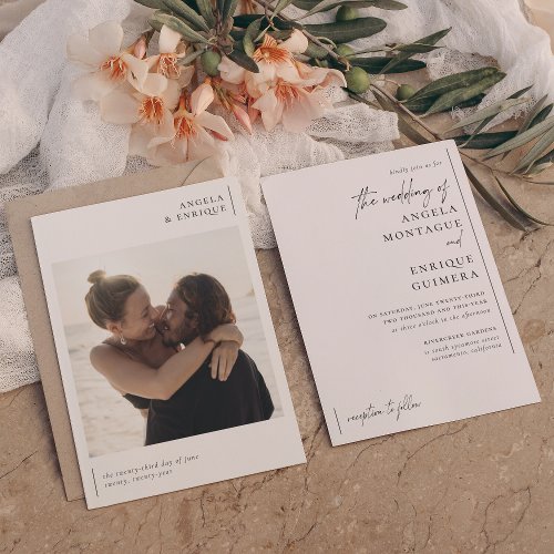 Minimal Romantic Elegant Typography Photo Wedding Invitation
