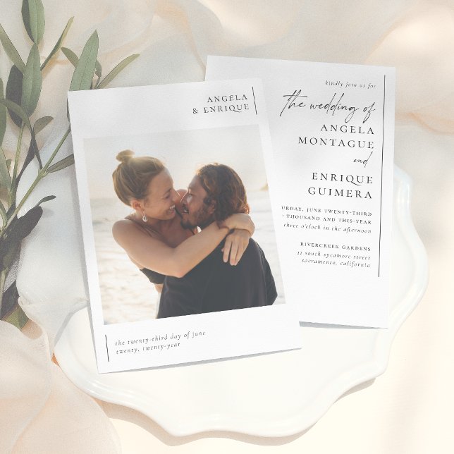 Minimal Romantic Elegant Typography Photo Wedding Invitation (Creator Uploaded)