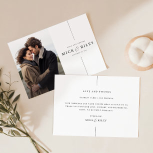 Minimal Romantic Photo Wedding Thank You Card