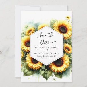 Minimal Romantic Sunflower Wedding Save The Date