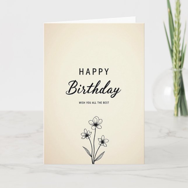 Minimal Rose Birthday Card (Front)