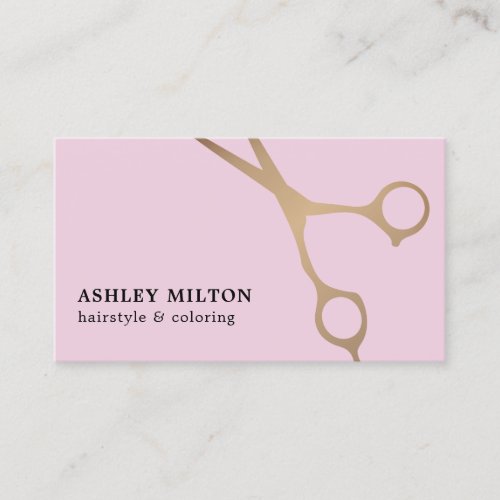 Minimal Rose Faux Gold Scissors Hair Stylist Business Card