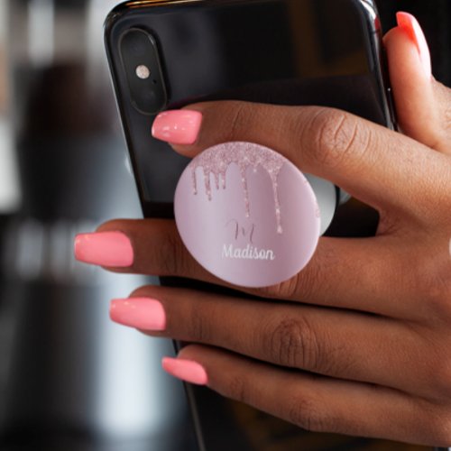 Minimal Rose Glitter Monogram Elegant PopSocket