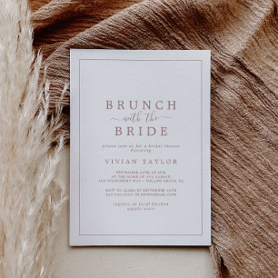 Minimal Rose Gold Brunch with Bride Bridal Shower Invitation