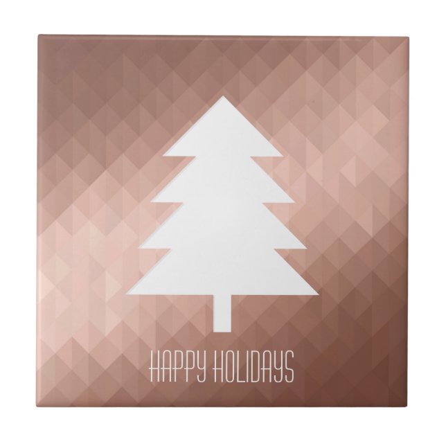 Minimal rose gold christmas tree modern  ceramic tile (Front)