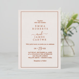 Minimal Rose Gold Foil   Blush Bold Names Wedding  Invitation