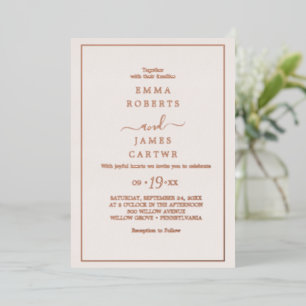 Minimal Rose Gold Foil Blush Photo Back Wedding Invitation