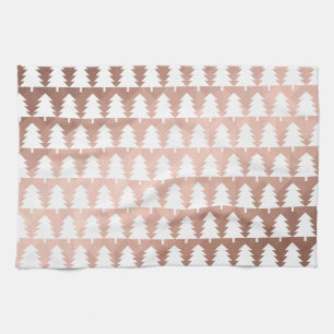 Minimal rose gold geometric xmas trees kitchen towel