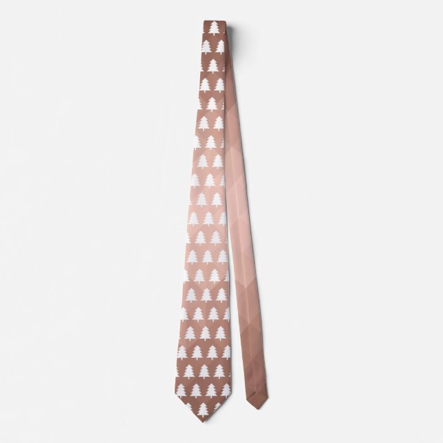 Minimal rose gold geometric xmas trees  neck tie (Front)